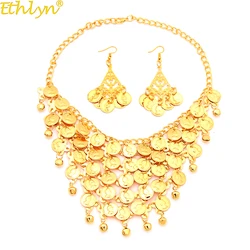 Ethlyn Belly Dance Jewelry / Belly Dance Necklace / Belly Dance Earrings Gold Color Indian Style Jewelry Sets S319