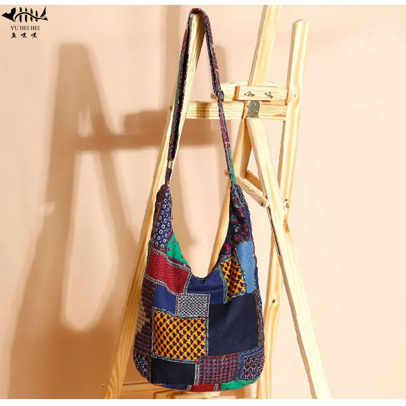 Torba z regulowanym paskiem Hippy Hippie artystyczne torby damskie torba na ramię typu crossbody Vintage bawełniane torebki damskie darmowy prezent
