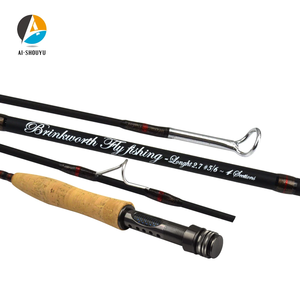 AI-SHOUYU New Arrival Fly Fishing Rod Carbon Fiber Fast Action Fly Rod 4 Section Soft Cork Handle Fishing Tackle