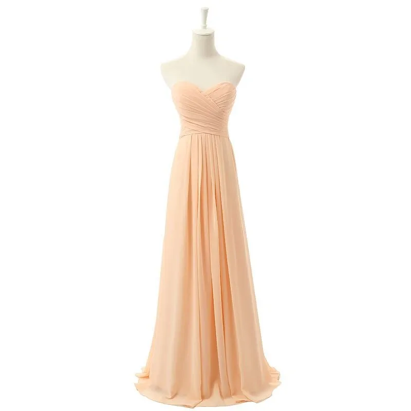 Free shipping Pastel colors Bridesmaid Dresses To Wedding Party Long A-Line Sweetheart Chiffon Formal Dress Vestidos