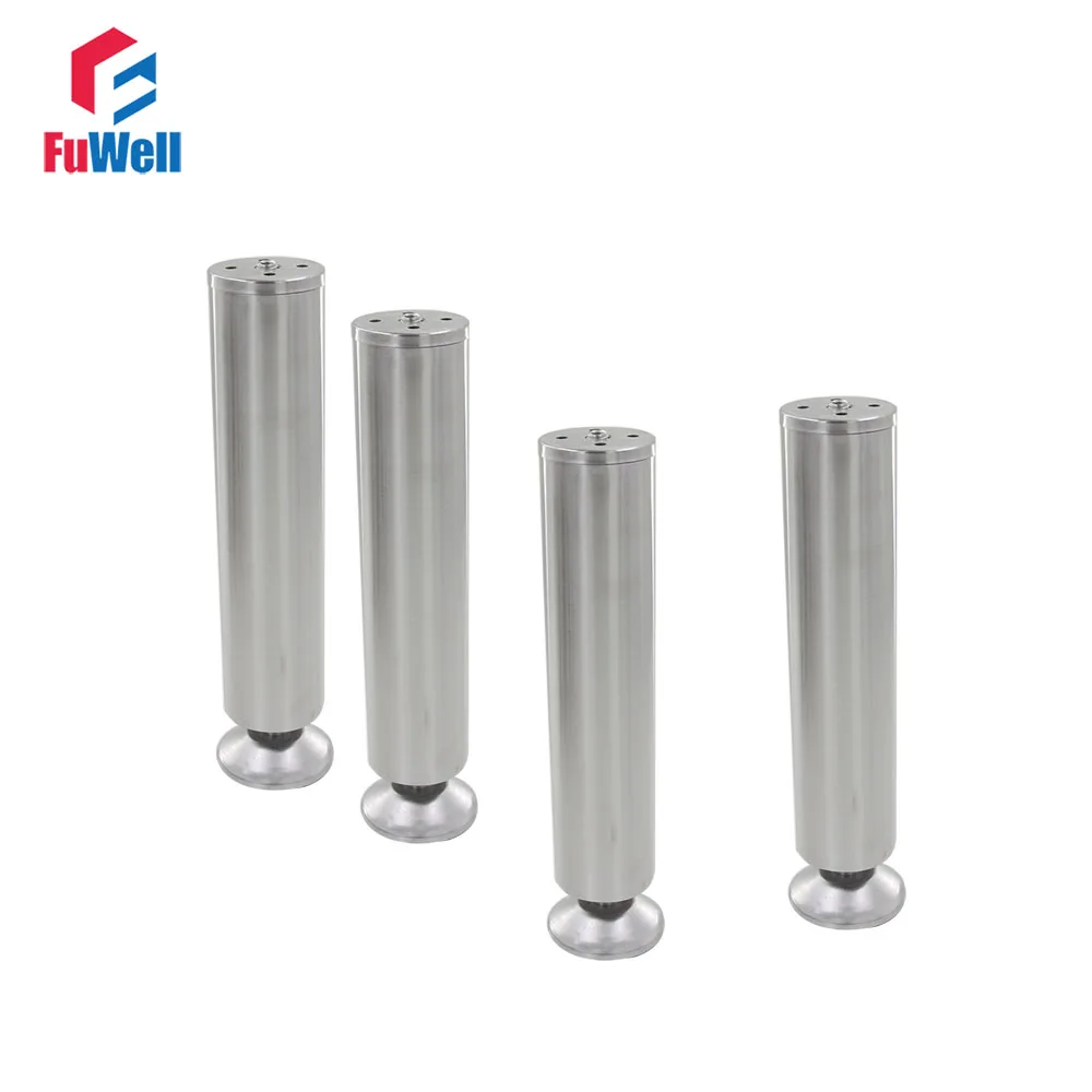 

4pcs 250mm Height Adjustable 10-15mm Cabinet Feet Silver Tone Stainless Steel Table Bed Sofa Leveling Foot Furniture Legs