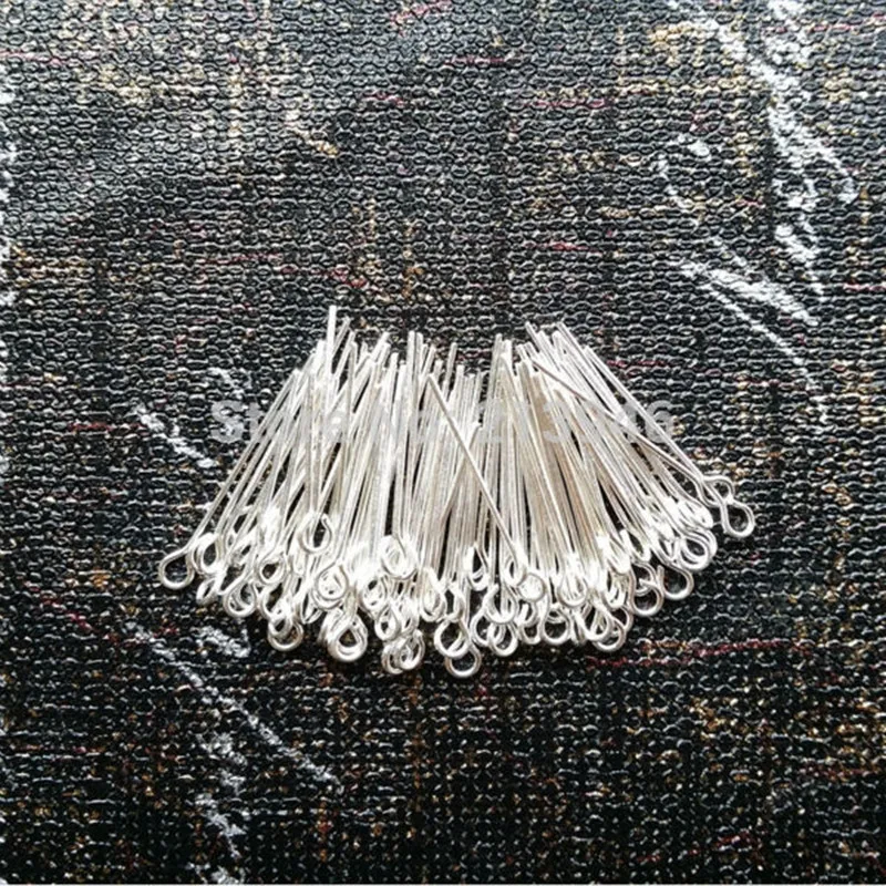 

20MM (5g=65pcs) / Pack " Fake One Penalty Ten " 925 Sterling Silver Eye Head Pins & Needles Jewelry Findings