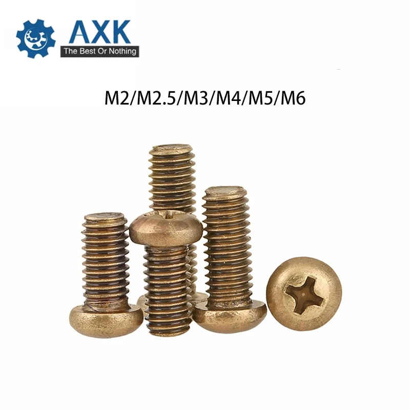 Cross Machine Pan Screws Brass Copper Gb818 M2 M2.5 M3 M4 M5 M6 Phillips Round High Electrical Pack Free Shipping Found Head