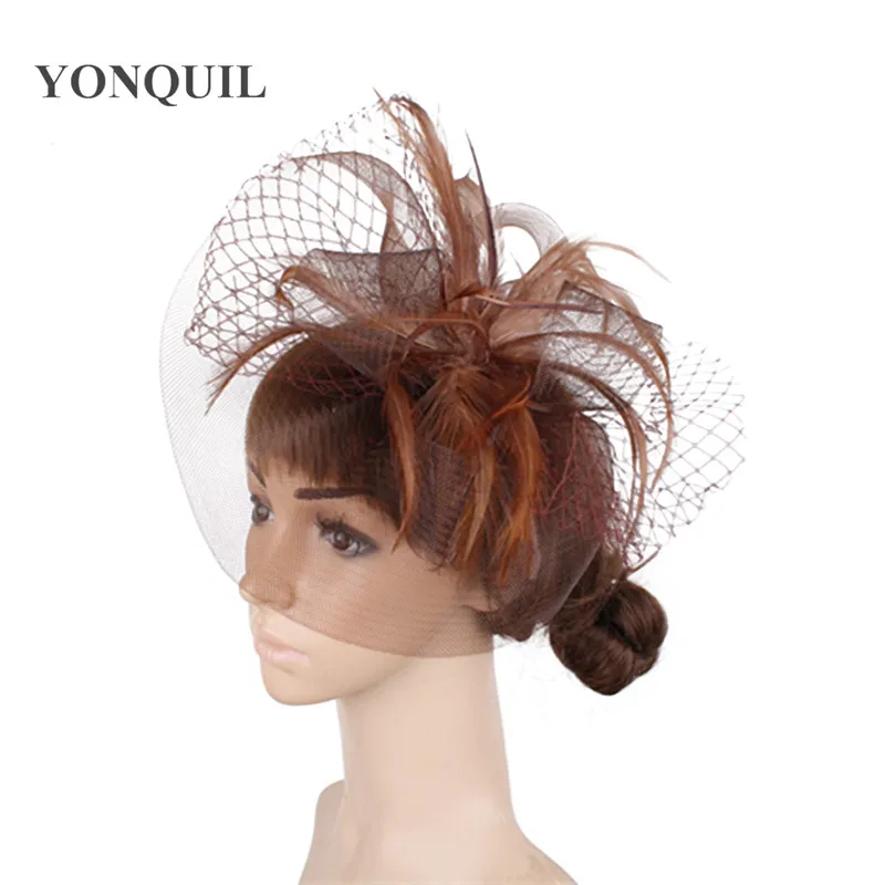 Gorgeous Formal Dress Women Crinoline Fascinator Hat Accessory Party Mesh Hat Mesh And Feathers Headwear Wedding Party SYF448