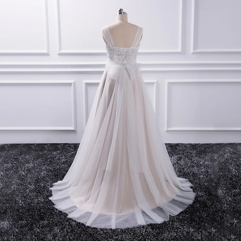 2022 Elegant Bohemian A Line Wedding Dresses Lace sleeveless Boho Beach Wedding Dress zippe Back Bridal Gowns Vestido De Novia