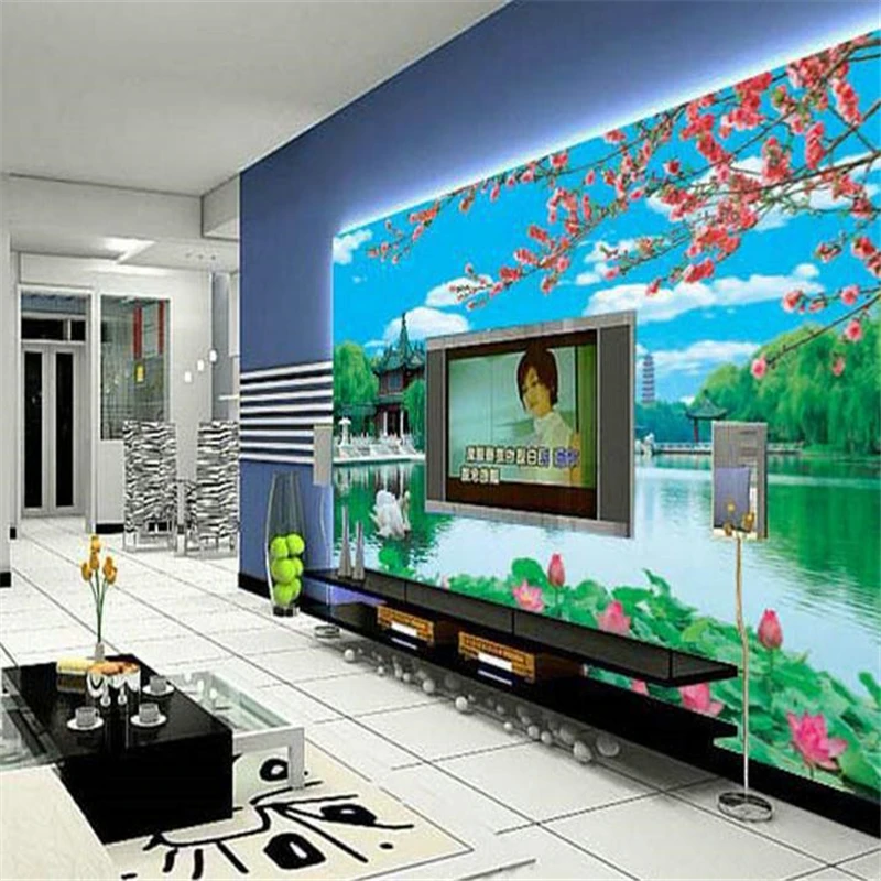 

beibehang 3d stereoscopic Large living room sofa wall mural wallpaper background green papel de parede infantil photo wall paper