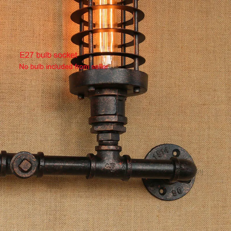 Loft Industrial Wind Steam Punk Iron Indoor Wall Lamp Vintage Cafe Clothing Store Bar Bedroom Light Fixture Pipe Wall Light Bra