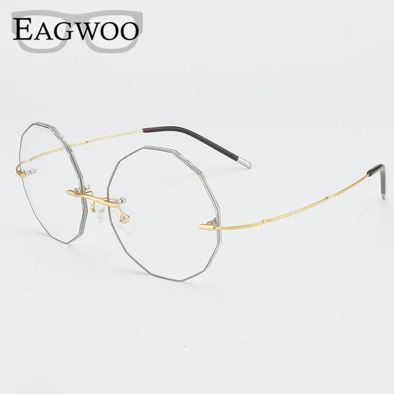 

Flower Waved Trim Prescription Eyeglassses Rimless Reading Myopia Progressive Photochromic Glasses Spectacle 82585