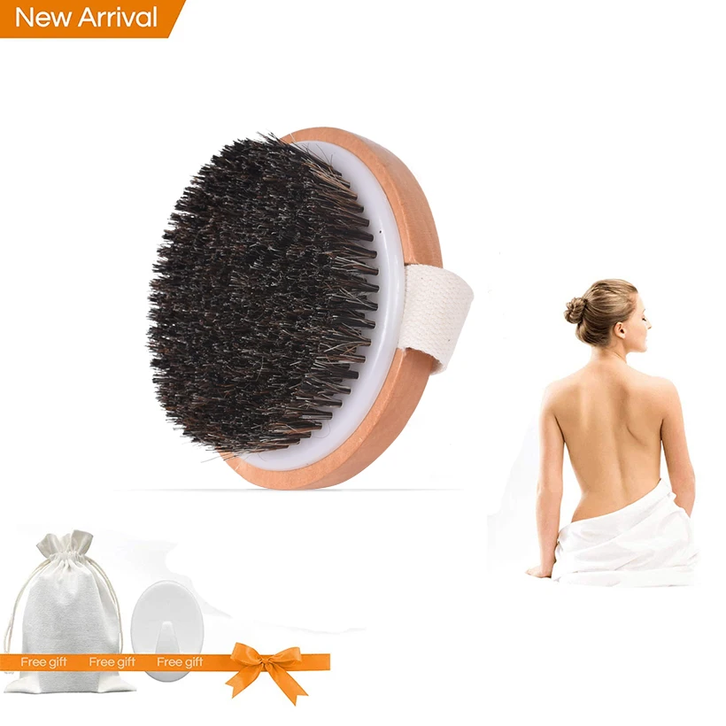 

TREESMILE Dry Brushing Body Brush Exfoliator Skin Wooden Horse Hair Body Bamboo Round Massage Bath Brush Bathing Brush D40