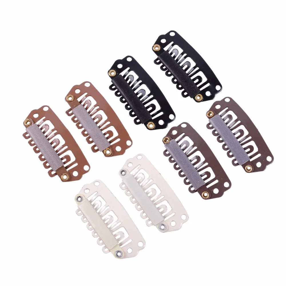 

Wholesale 100Pcs 28MM U Tip Snap Metal Clips With Silicone Back For Hair Extensions/Wig/Weft Hair Extension Tools