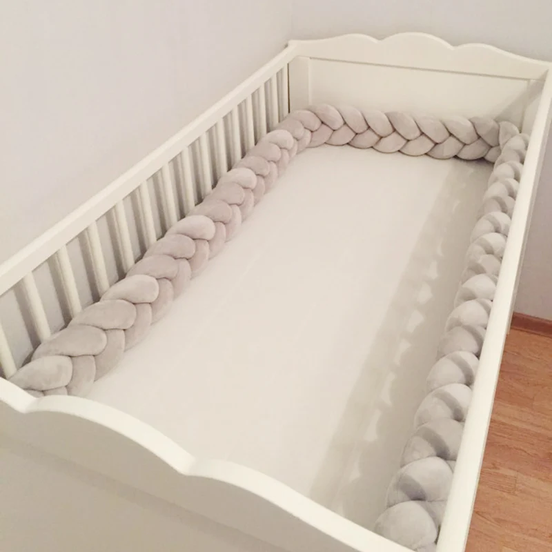 1M-3M Knot Crib Baby Handmade Customized Baby Bed Bumper 3 Ply Sides Newborn Bed Bumper Long Knotted Braid Pillow Room Decor