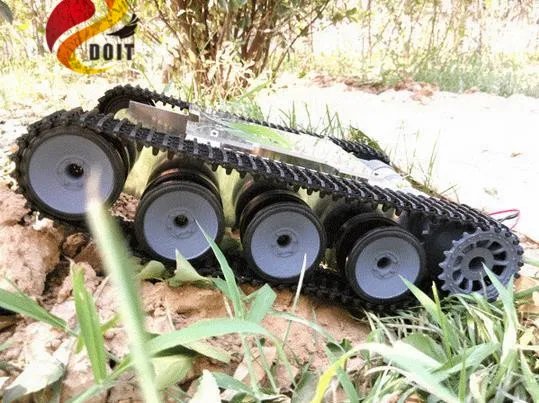 DOIT 탱크 자동차 섀시 크롤러 지능형 DIY 로봇 전자 장난감, 견고한 구조 추적 섀시 개발 키트 트랙터 장난감