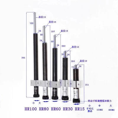 Hydro Speed Regulator with Rotary Damper, Adjustable Pneumatic Cylinder Speed, Speed Control, HR15, 30, 60, 80, 100, 300kg