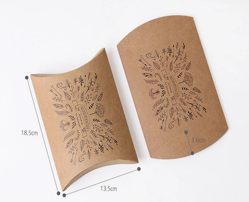 200pcs18.5*13.5*3.5cm kraft pillow box ecru packaging carton jewelry scarf gift box