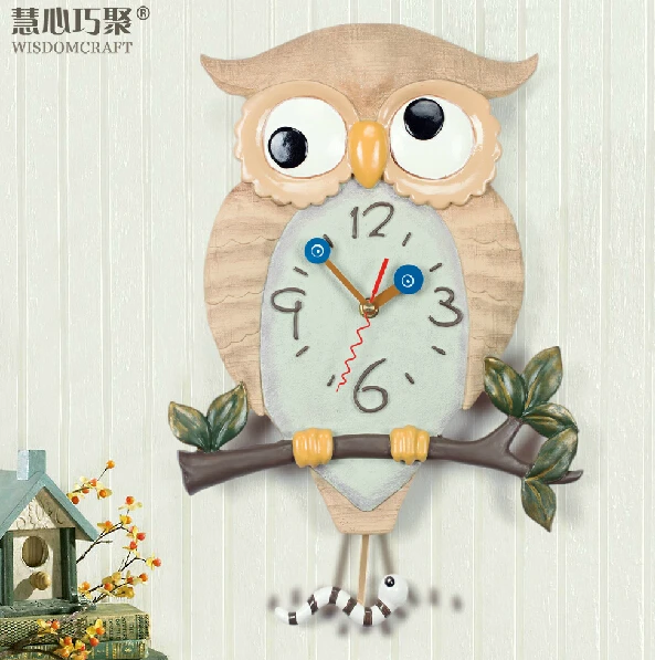 Original classic fashion creative living room clock Tianyuan Jing sound swing owl art wall clock watch