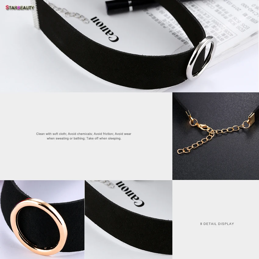 Simple Round Steel Design Choker Necklace Women Jewerly Black Wide Flannel Collar Necklaces Neck Chain Lady Drop Shipping