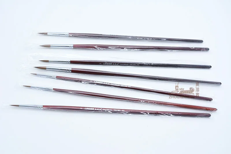 7pcs/Set weasel hair Watercolor Gouache Painting Pen Dark red birch Wooden Handle Paint Brush Set Drawing Art Supplies