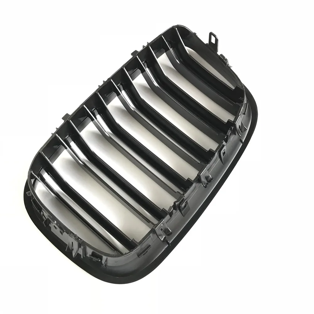 Pair Gloss Black Double Slat Kidney Grille Front Grill For BMW X5 X6 E70 E71 2007-2013 Car Styling Racing Grills