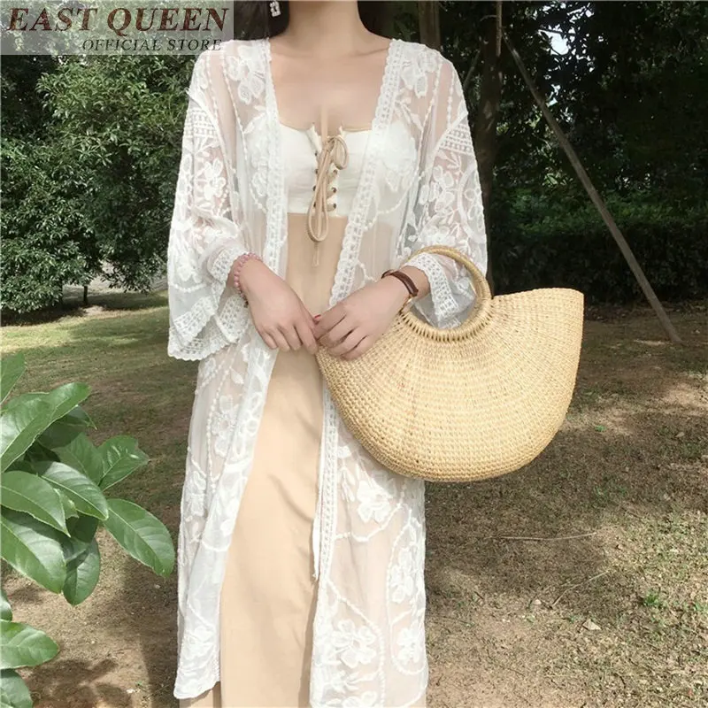 Phụ nữ cổ điển dài áo sơ mi ren o-cổ floral in hollow out nữ tính shirts three quarter tay áo áo sơ mi thanh lịch DD502 L