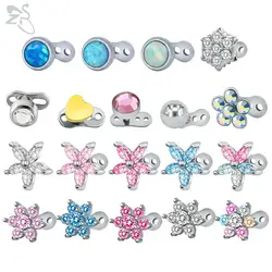 ZS Micro Dermal Piercing Stainless Steel Colorful Zirconia Dermal Anchor Piercings Top Dermal Anchor Skin Diver Surface Piercing