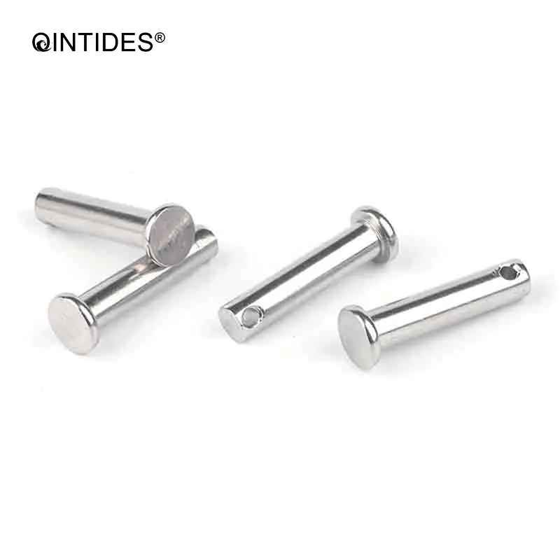 QINTIDES M10-M16 Clevis Pins With Head 304 Stainless Steel Shaft Flat Head With Hole M12 M14 Cylindrical Pin