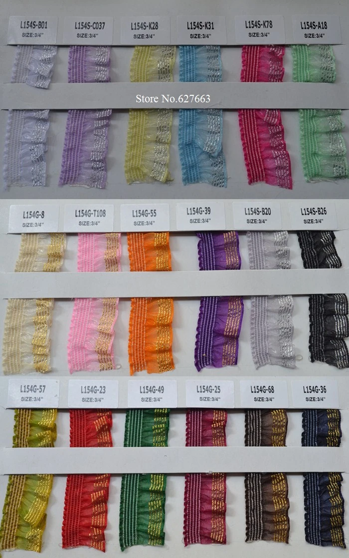 20yards Elastic Ruffle Trim lace Ribbons Trimming 18 Colors Availalbe,Free Shipping