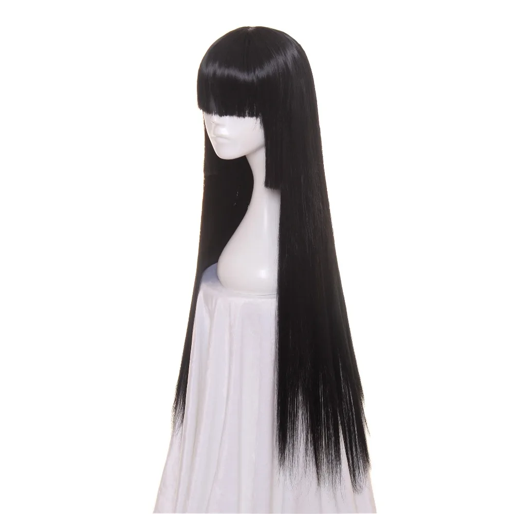 ccutoo Jabami Yumeko 80cm X Long Hell Girl Enma Ai Straight Black Synthetic Hair Cosplay Wig