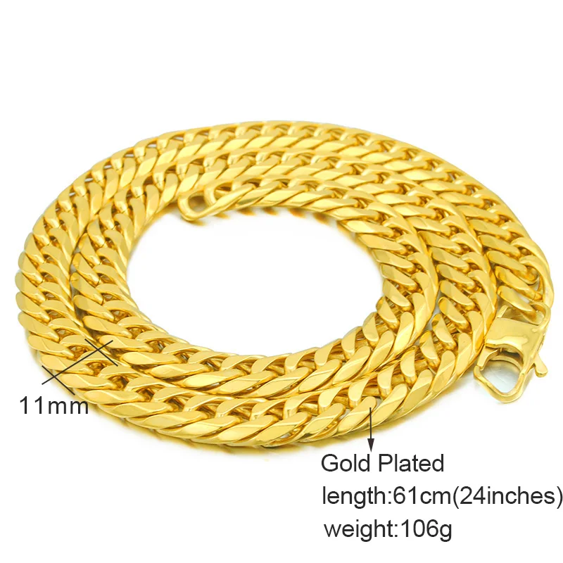 CHIMDOU Gold Colr For Men's Punk Necklace New Fashion Stainless Steel Cuban Link Chain 24'' Long Necklace Party Jewelry