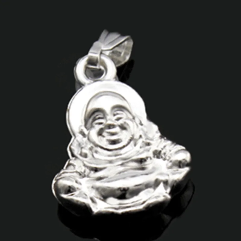 OMHXFC Wholesale European Fashion Woman Unisex Party Birthday Wedding Gift Laugh Buddha 925 Sterling Silver Charm Pendant PN268