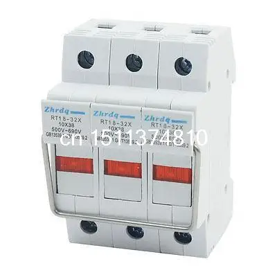 RT18-32X 500V 32A 10 x 38mm Fuse Holder Red LED Light MCB Mini Circuit Breaker