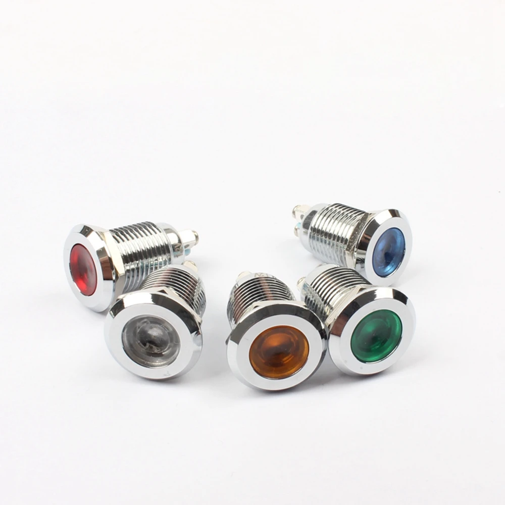 LED Metal Indicator light Flat 12mm waterproof Signal lamp LIGHT 3V 6V 12V 24V 220V screw connect red yellow blue 12ZSD.PY.L