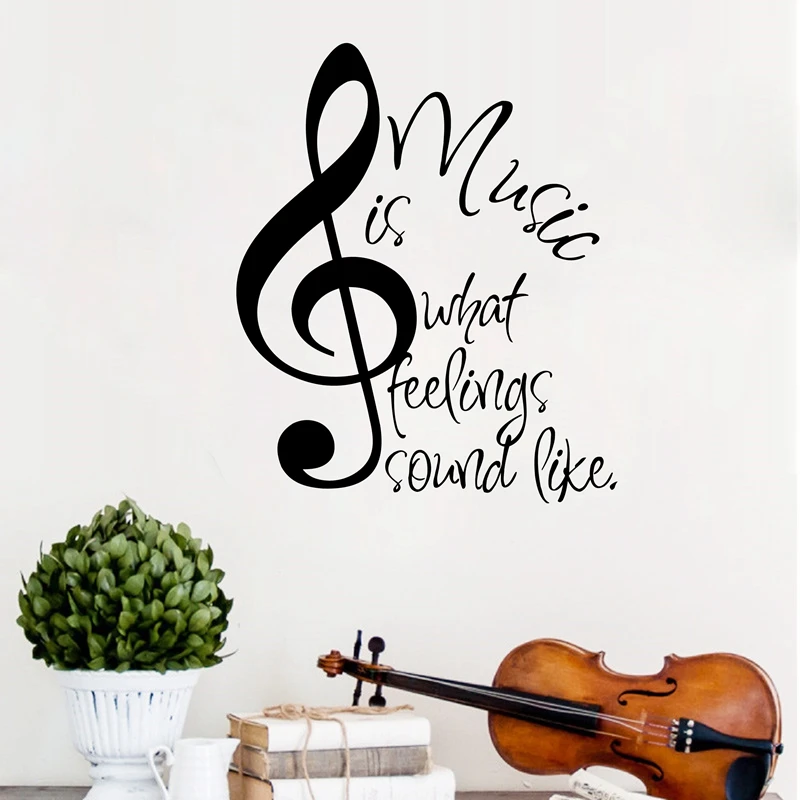 Hot Selling Music Is What Feelings Sound Like Quote Vinyl Wall Decal Stickers ,Y2000