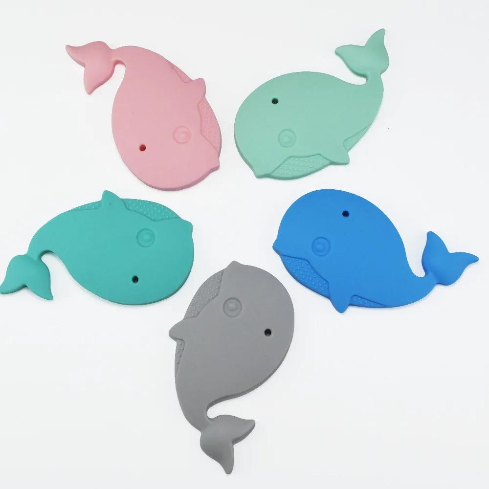 Silicone Whale Teether Pacifier BPA Free Food Grade Dummy Chewable 10pcs DIY Pendant Nursing Necklace Teething Toys baby