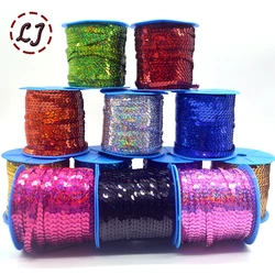 100yd/roll 6mm PET Round Flat Laser Giltter Paillettes Sequins for Crafts Sewing on Cloth Accessory Sequin Trim scrapbooking DIY