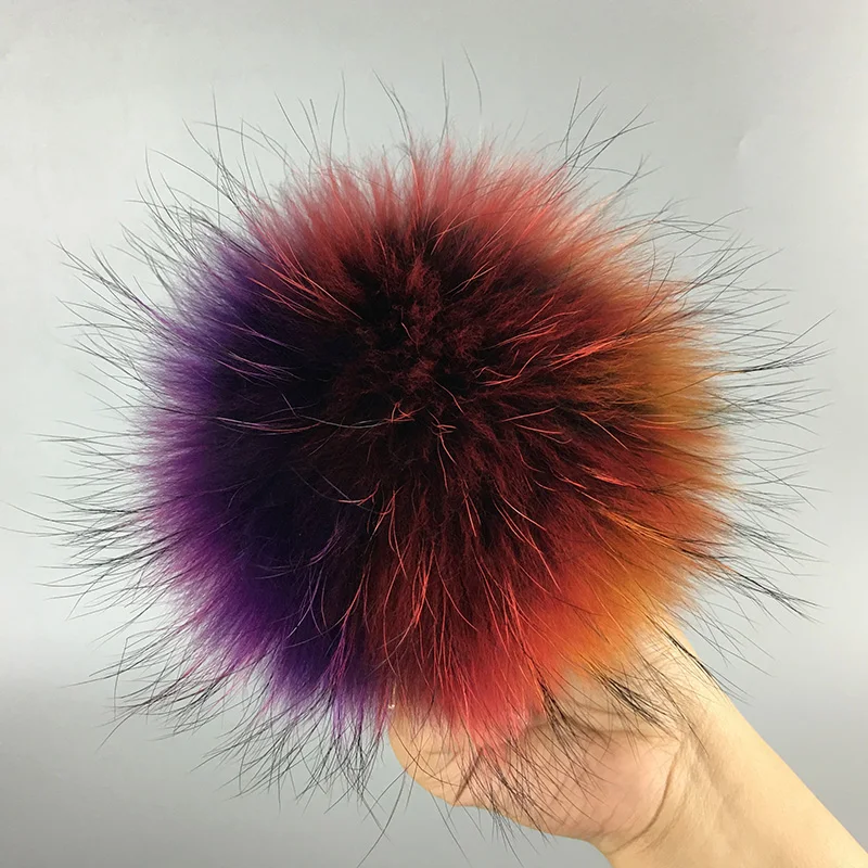 13cm Natural  raccoon fur ball key chain fur hat winter hats Fur pom pom for shoes 100% real fur cap accessories Free Shipping