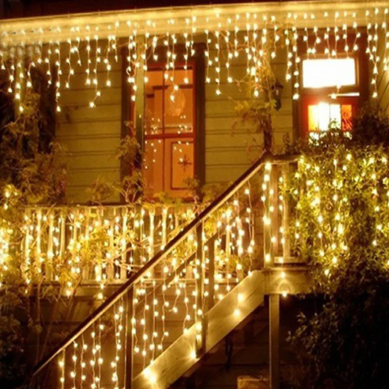 5M Christmas LED Curtain Icicle String Light Droop 0.4-0.6m LED Party Garden Stage Outdoor Waterproof Decorative Fairy Light