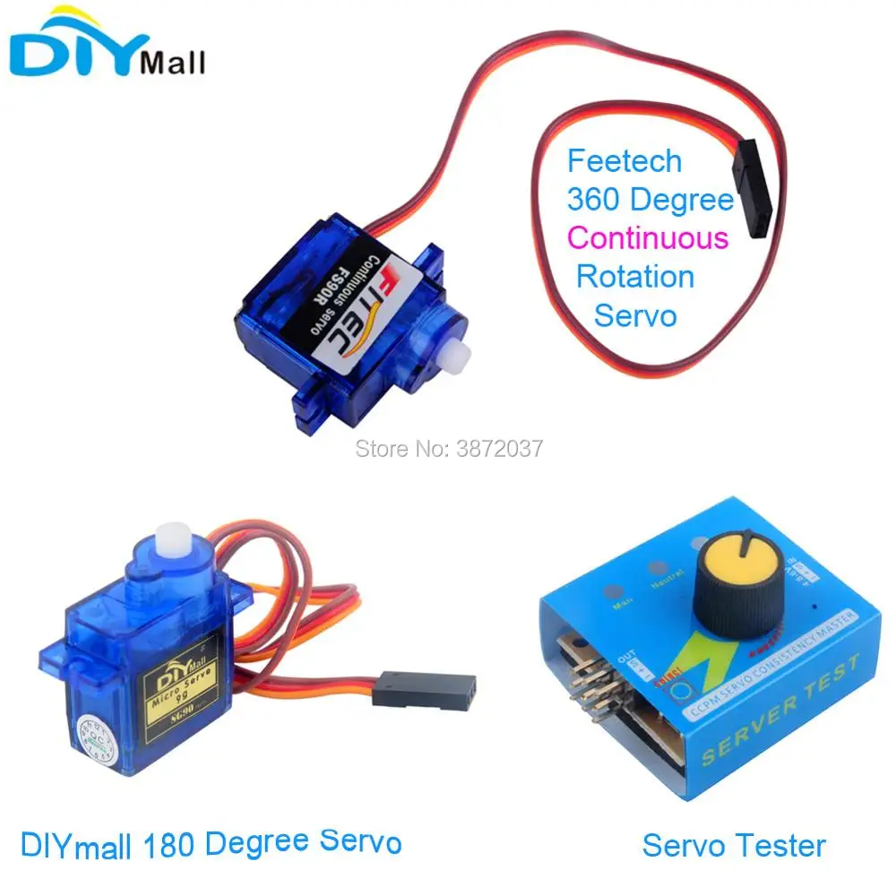 Feetech FS90R 360 Degree Continuous Rotation Servo DIYmall 180 Degree Servo Tester for Arduino Smart Car Robot RC Drone