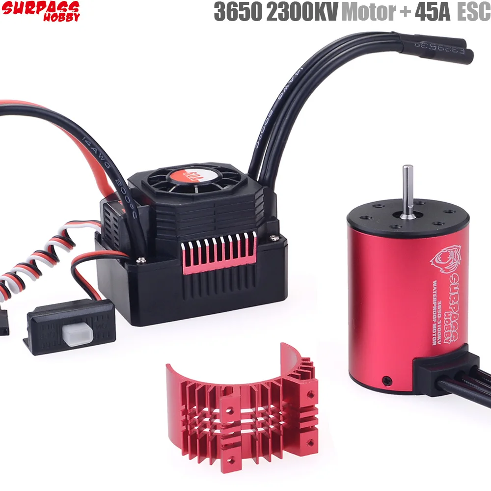 SURPASS HOBBY KK Waterproof Combo 3650 2300KV 3100KV 3600KV Brushless Motor w//Heat Sink 45A / 60A Brushless ESC for RC 1/10 Car