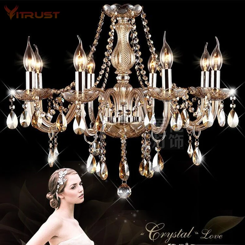 

Crystal chandelier Lights Amber/Clear cristal Ceiling Decoration Chandelier Pendants Living Room 3/6/8/10/15 lights AC110-240V