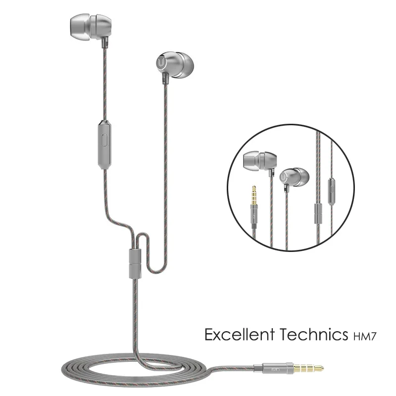 Amazing HD Voice Headphones with MIC Metal Bass Headset 3.5mm Gold Plated Jack Universal for Smart Phones Tablets MP4 UiiSii HM7 image 2