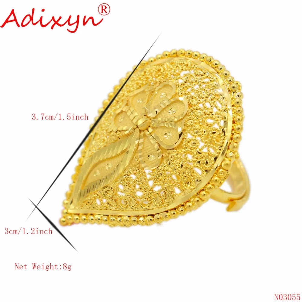 Adixyn Gold Color Wedding Jewelry India/African/Ethiopian/Arab Gifts Leaf Wedding Bands Ring for Women/Teenage Girls N03055