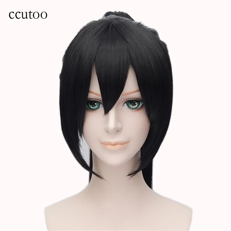 Ccutoo – perruque synthétique longue et lisse noire de 28 pouces, queue de cheval en Fiber résistante à la chaleur pour Cosplay