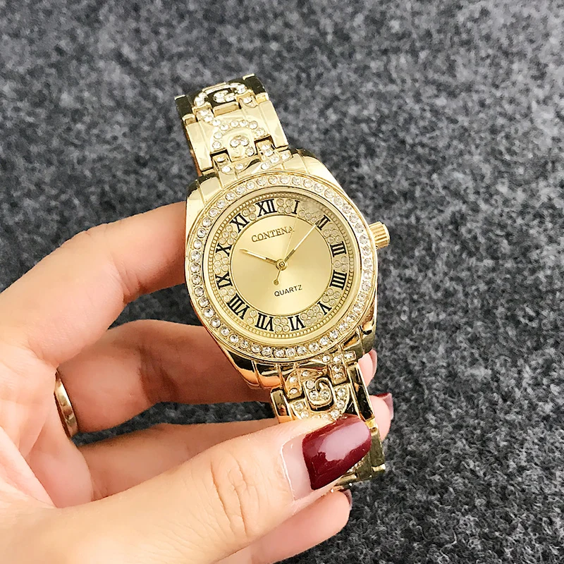 CONTENA Bracelet Women's Watches Rose Gold Women Wrist Watch Women Watches Rhinestone Ladies Watch Female Clock Reloj Mujer