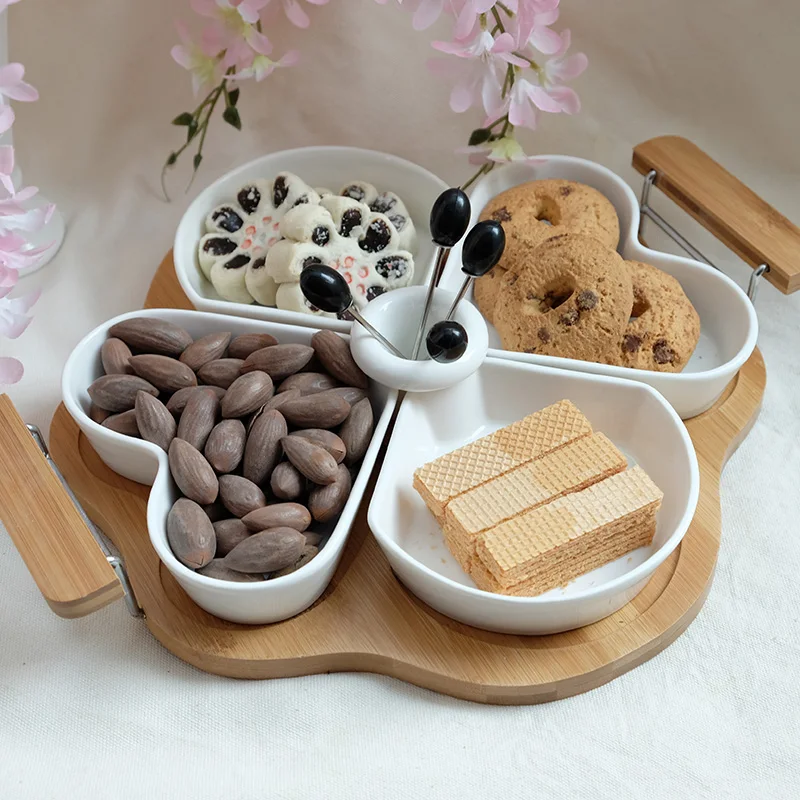 Family Set Fruit tray ceramic Candy holder dried fruit organizer storage box share food with family enjoy Multi-grain snack box