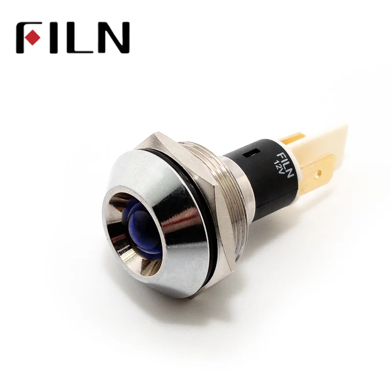 FILN 22mm LED warning Light  Signal Lamp  6V 12V 24V 110V 220V Red Yellow Blue Green White lamp