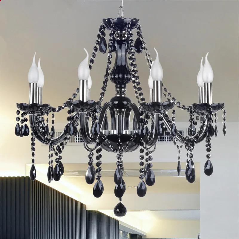 New Modern Black crystal chandeliers lighting for Livingroom Bedroom indoor lamp K9 crystal lustres de teto ceiling chandelier