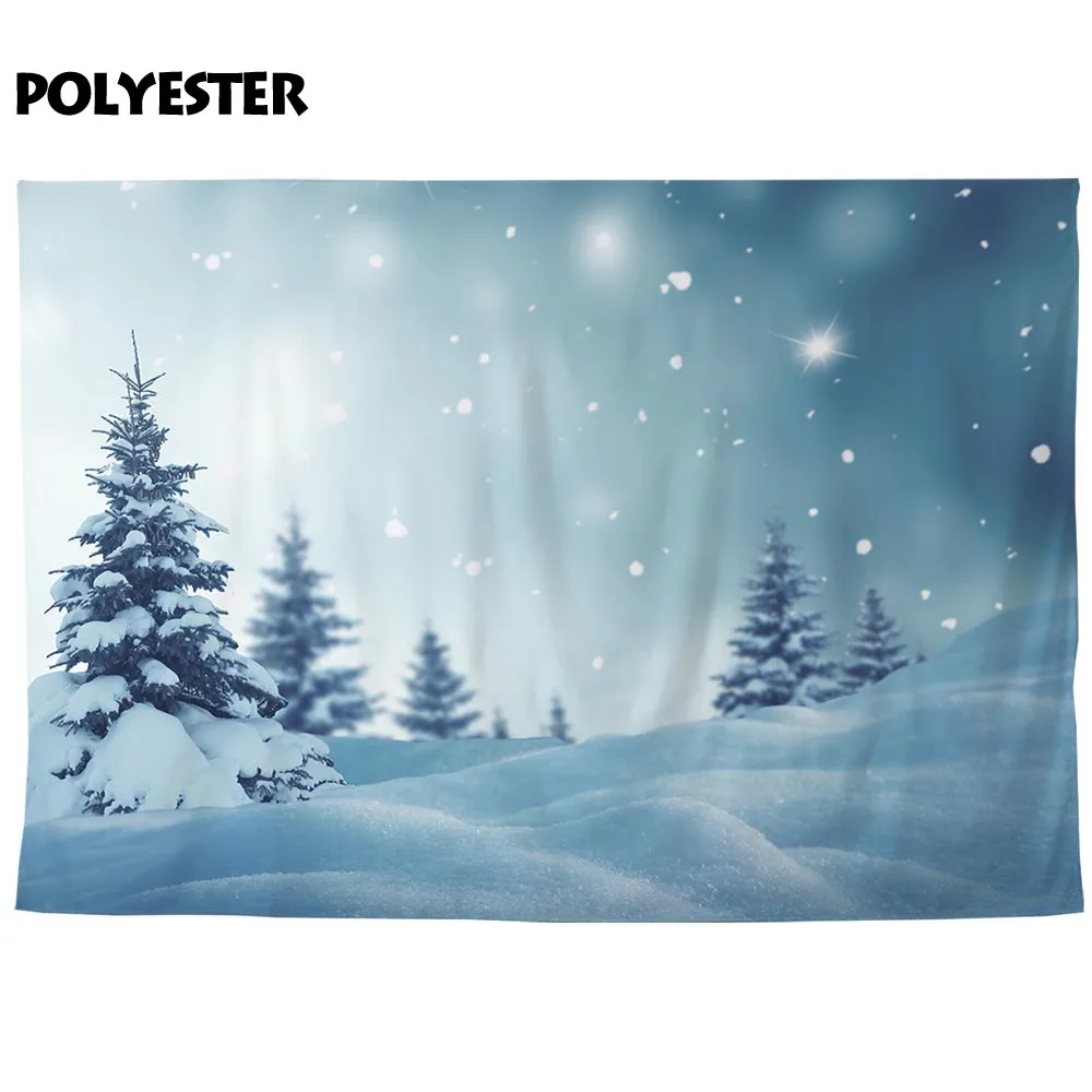 Funnytree – arrière-plan pour studio photo, hiver, forêt de pin, neige, noël, bokeh halo, vue sur la nature, toile de fond pour photographie