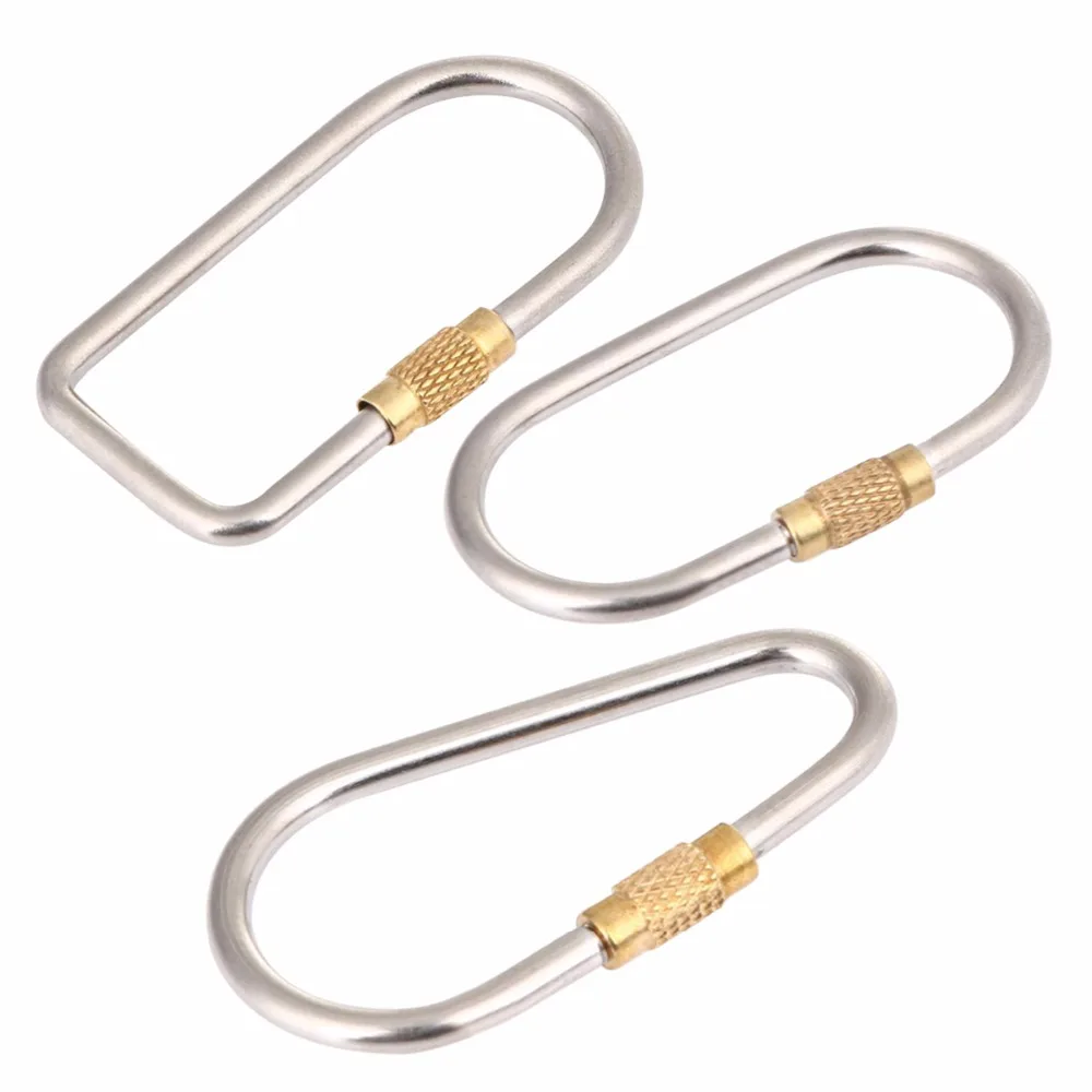 5pcs/lot Titanium Locking Carabiner D-ring Gourd O Shaped D Shaped Key Chain Key Ring Water Bottle Hook Clip Hanging Buckle