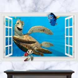 3D Window Finding Nemo  Dolly Turtle Kids Room Wall Stickers Nursery Decor Vinyl Decal Kids Boys Art  B333