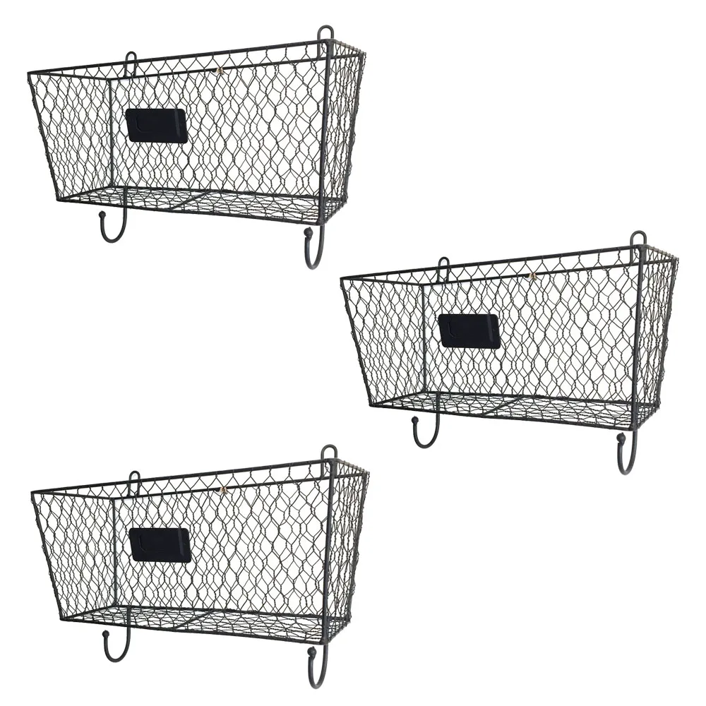 3 Metal Wall Hanging Storage Basket Organizer Multi Rack for Kitchen Toilet Storage Outdoor Storage Mail Letter Magzine Holders